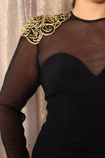 Gold Shoulder Sheer Silhouette Dress M/L
