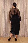 Gold Shoulder Sheer Silhouette Dress M/L