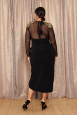 Gold Shoulder Sheer Silhouette Dress M/L