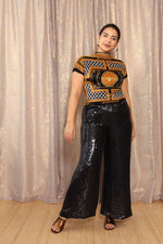 Pitch-Black Sequined Palazzos S