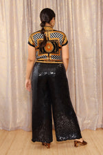 Pitch-Black Sequined Palazzos S