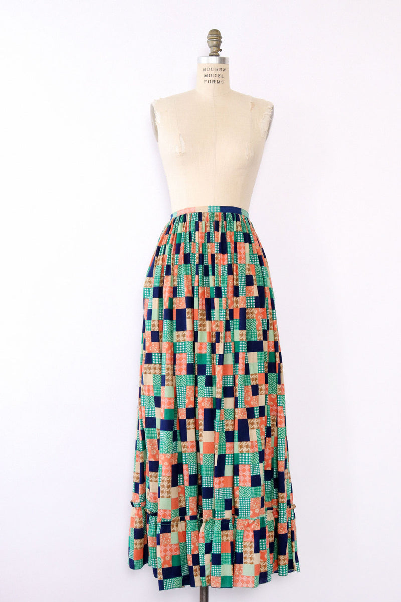 Pastel Patchwork Prairie Skirt L