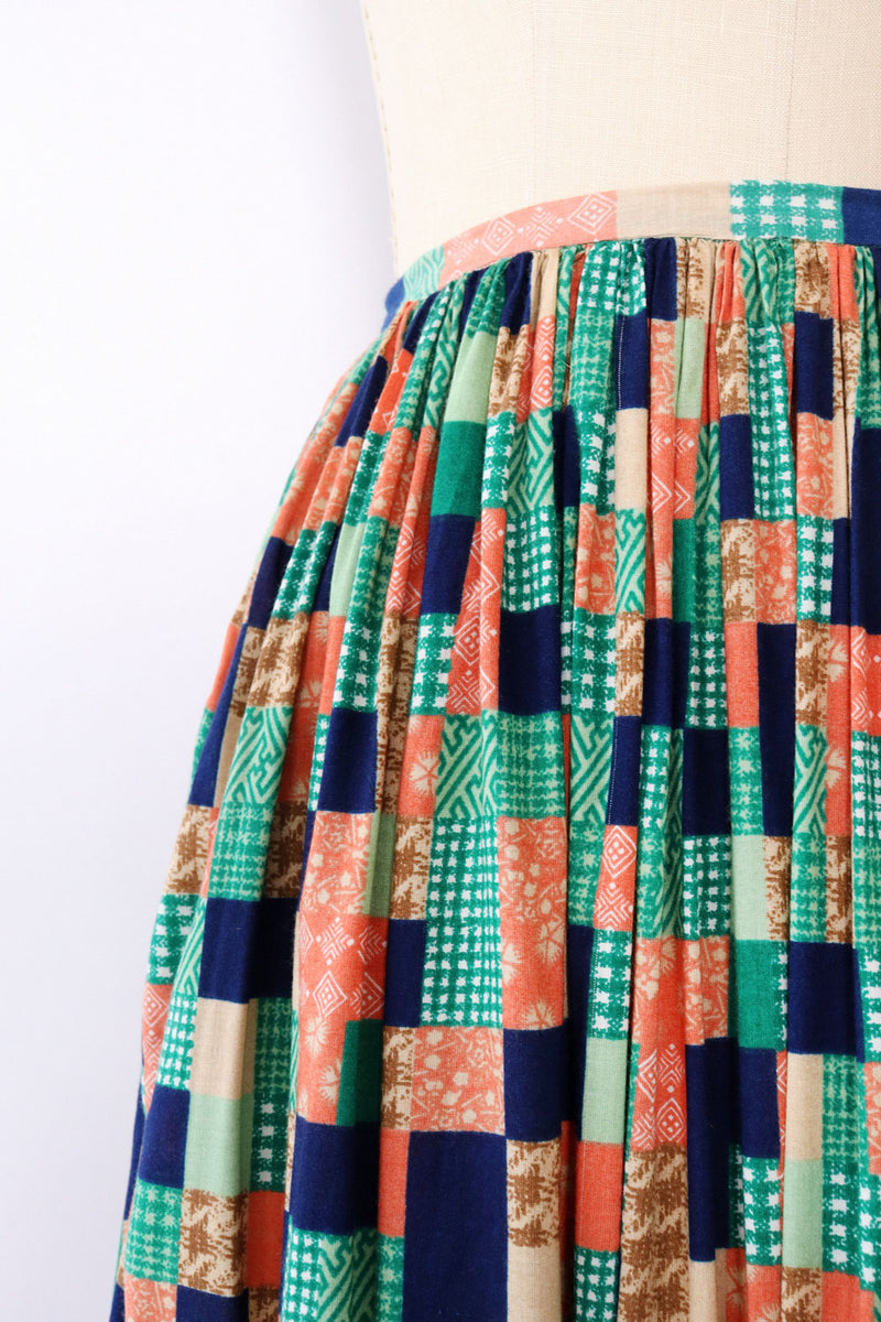 Pastel Patchwork Prairie Skirt L