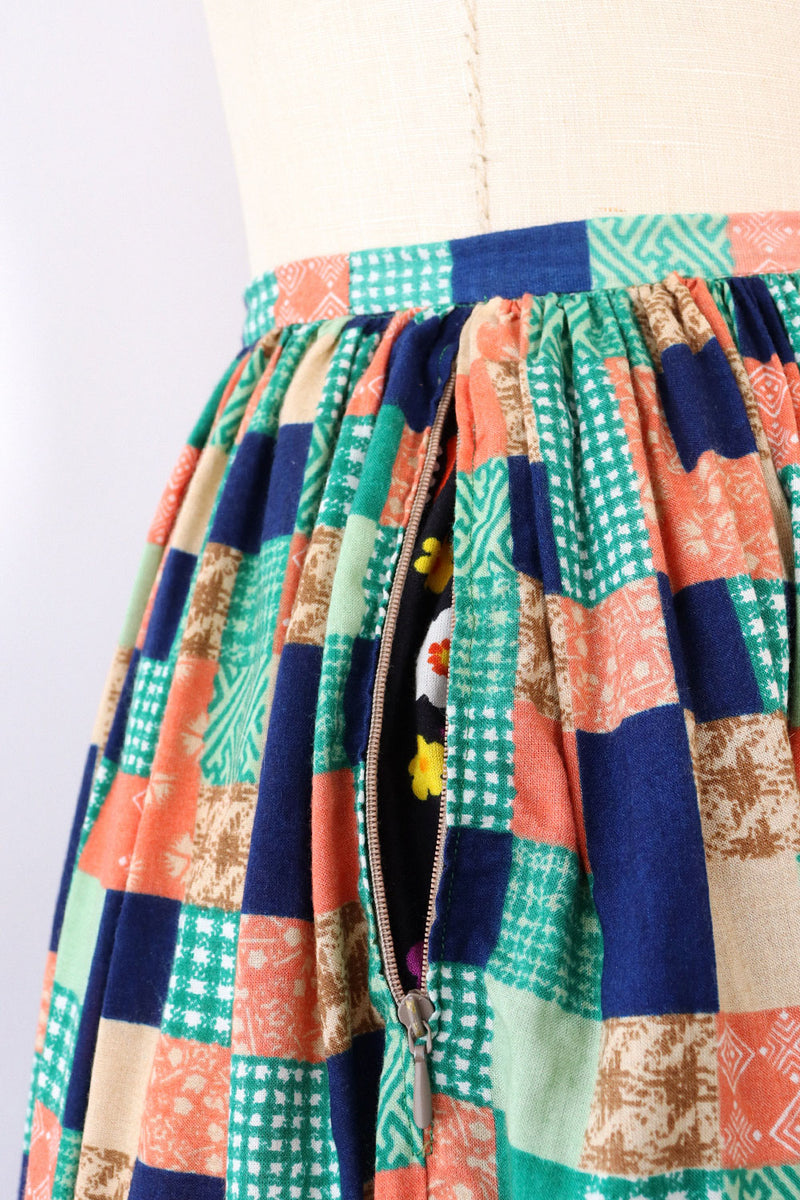 Pastel Patchwork Prairie Skirt L