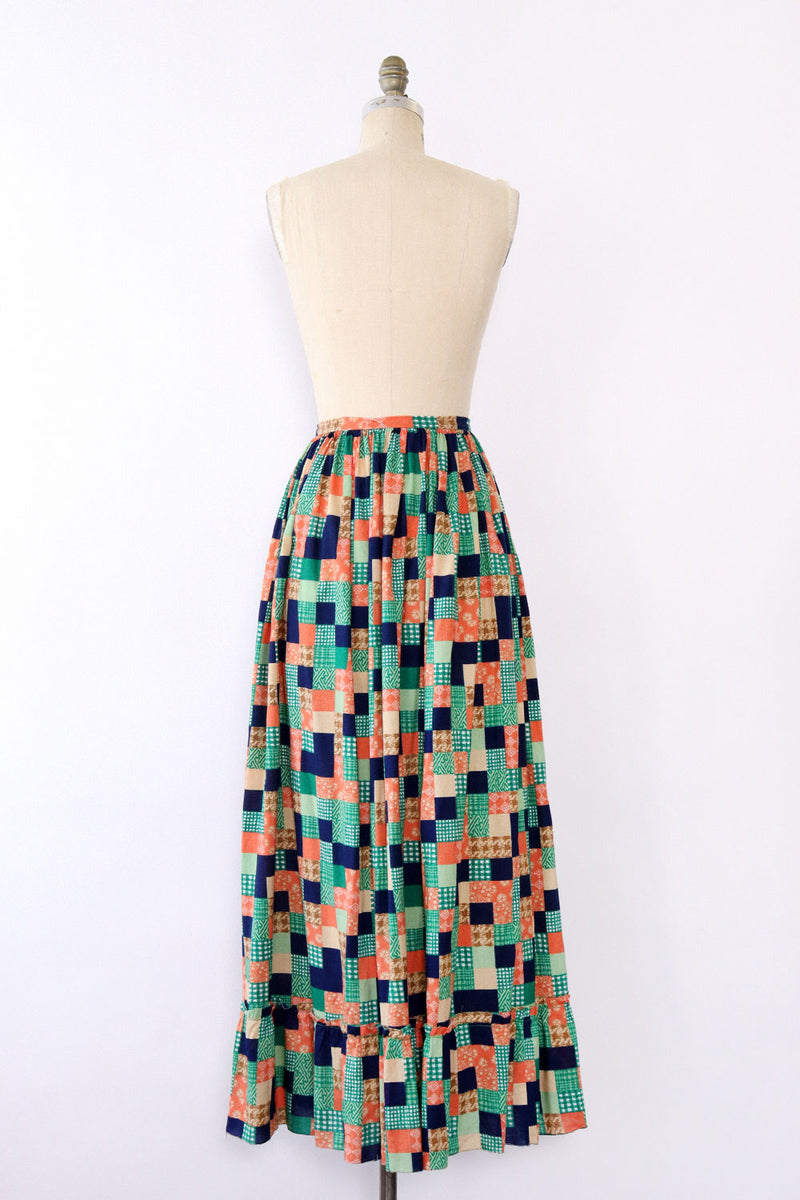 Pastel Patchwork Prairie Skirt L