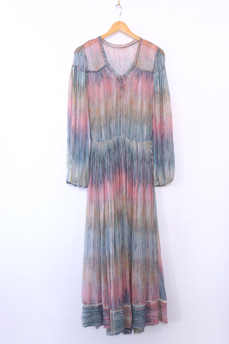 Airy Watercolor Silk Chiffon Dress S/M OMNIA Airy Watercolor Silk Chiffon Dress S/M OMNIA