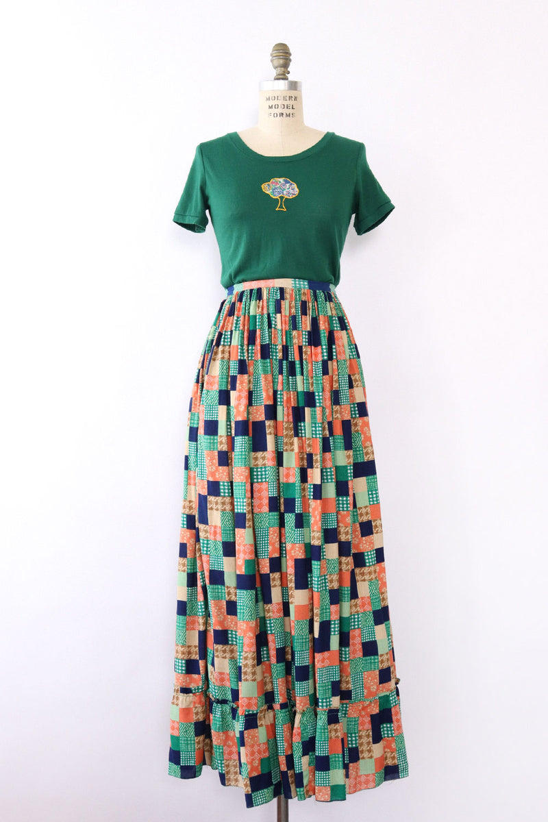 Pastel Patchwork Prairie Skirt L