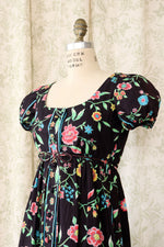 Bonwit Teller Cotton Wallpaper Floral Dress S-S/M