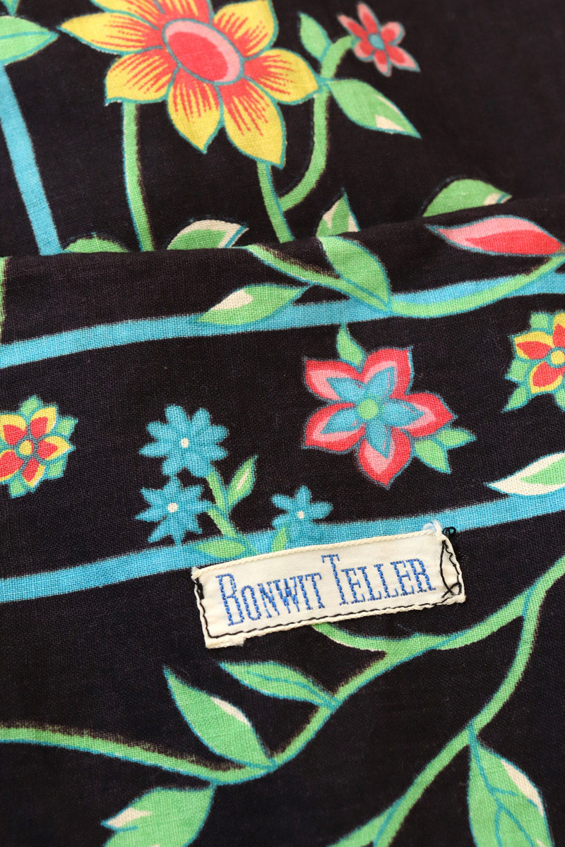 Bonwit Teller Cotton Wallpaper Floral Dress S-S/M
