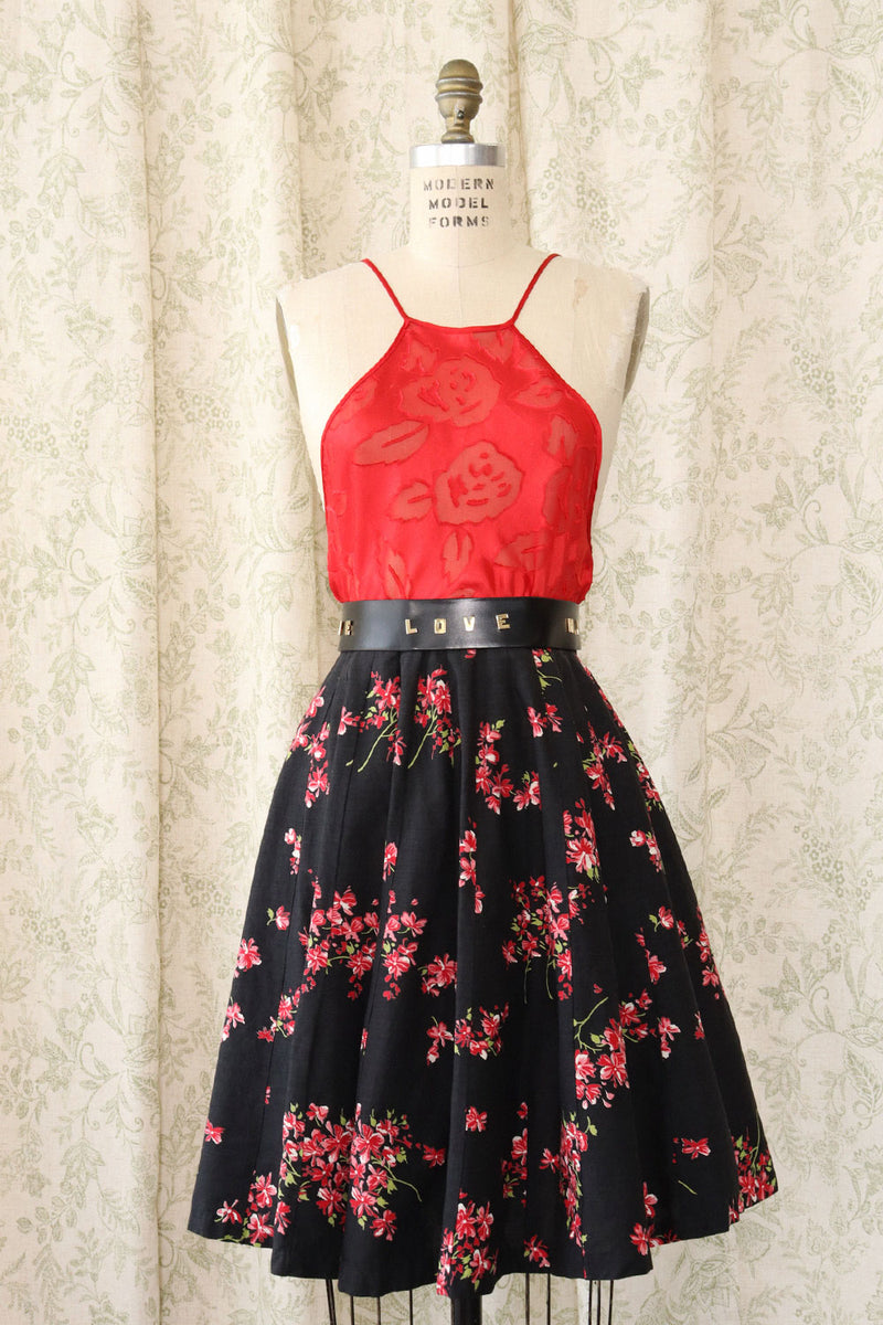 Floral Paneled Circle Skirt S