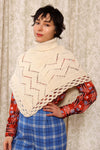 Ivory Pointelle Knit Poncho XS-M