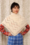 Ivory Pointelle Knit Poncho XS-M