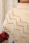 Ivory Pointelle Knit Poncho XS-M