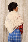 Ivory Pointelle Knit Poncho XS-M