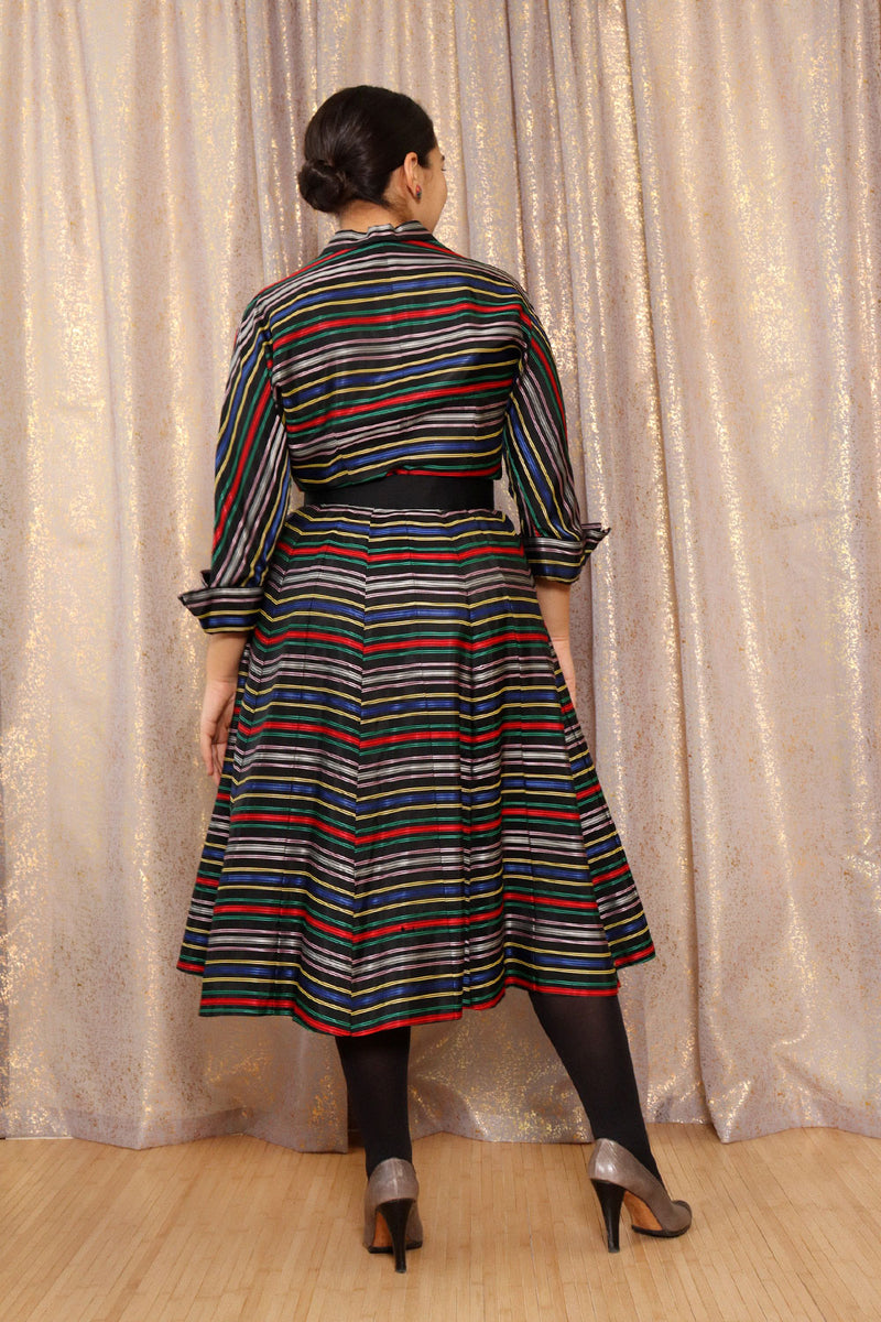 1950s Licorice Striped Shirtdress M/L