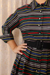 1950s Licorice Striped Shirtdress M/L