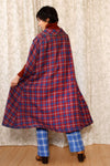 Reversible Check Plaid Flyaway Cape XS-M