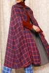 Reversible Check Plaid Flyaway Cape XS-M
