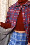 Reversible Check Plaid Flyaway Cape XS-M