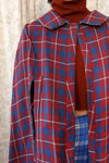 Reversible Check Plaid Flyaway Cape XS-M
