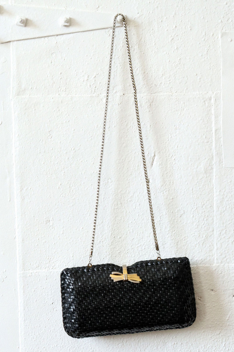 1970s Glossy Wicker Chain Purse