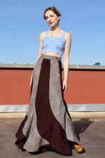 Artbro Plaid Paneled Maxi Skirt XS/S