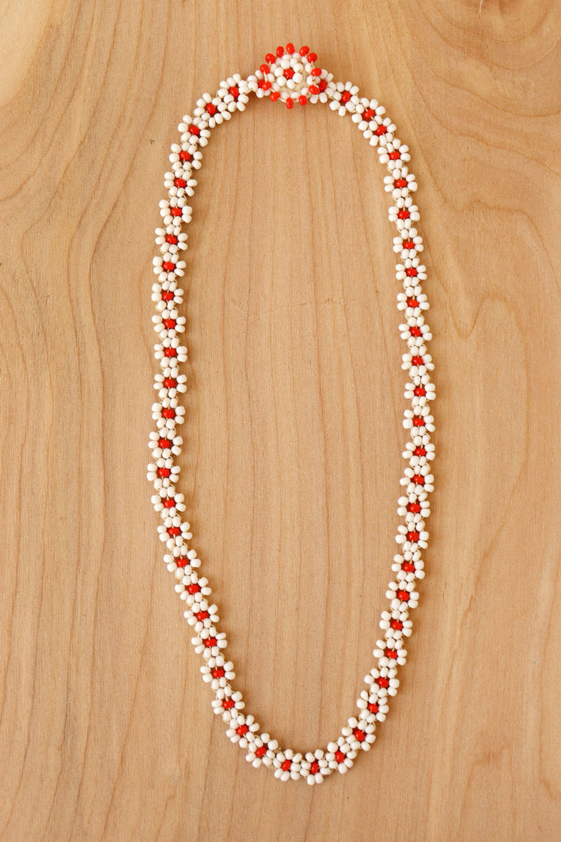 Red Daisy Bead Choker