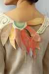 Handpainted Suede Trim Cream Sweater S/M