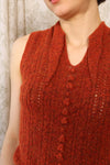 Rust Berry Button Knit Top S