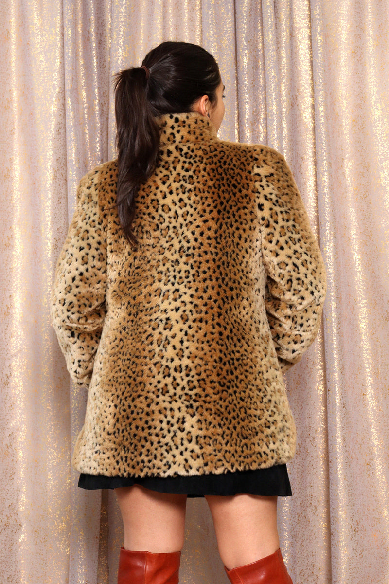 Plush Leopard Faux Fur Coat M/L