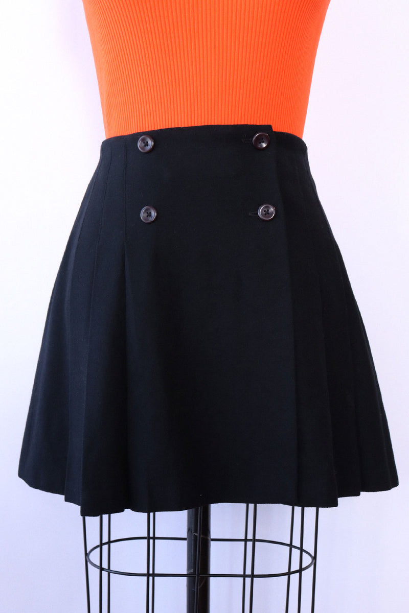 Black Buttoned Mini Skirt S