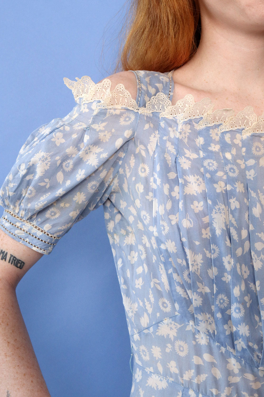 1930s Swiss Cotton Floral Dress XS/S