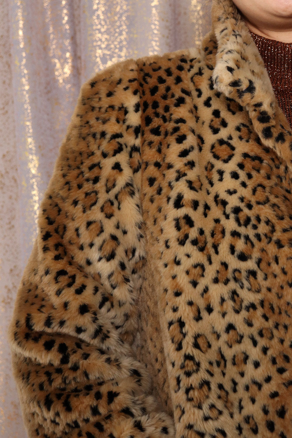 Plush Leopard Faux Fur Coat M/L