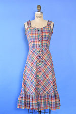 Madras Ruffle Sundress S/M