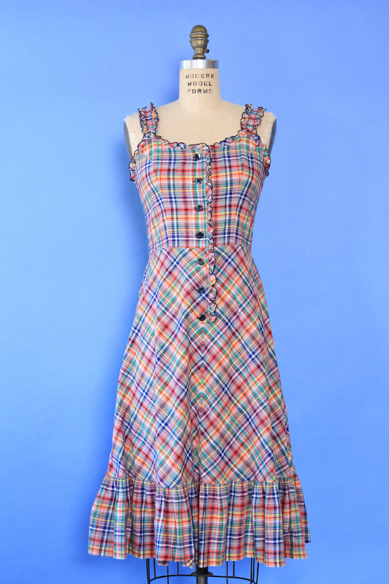 Madras Ruffle Sundress S/M