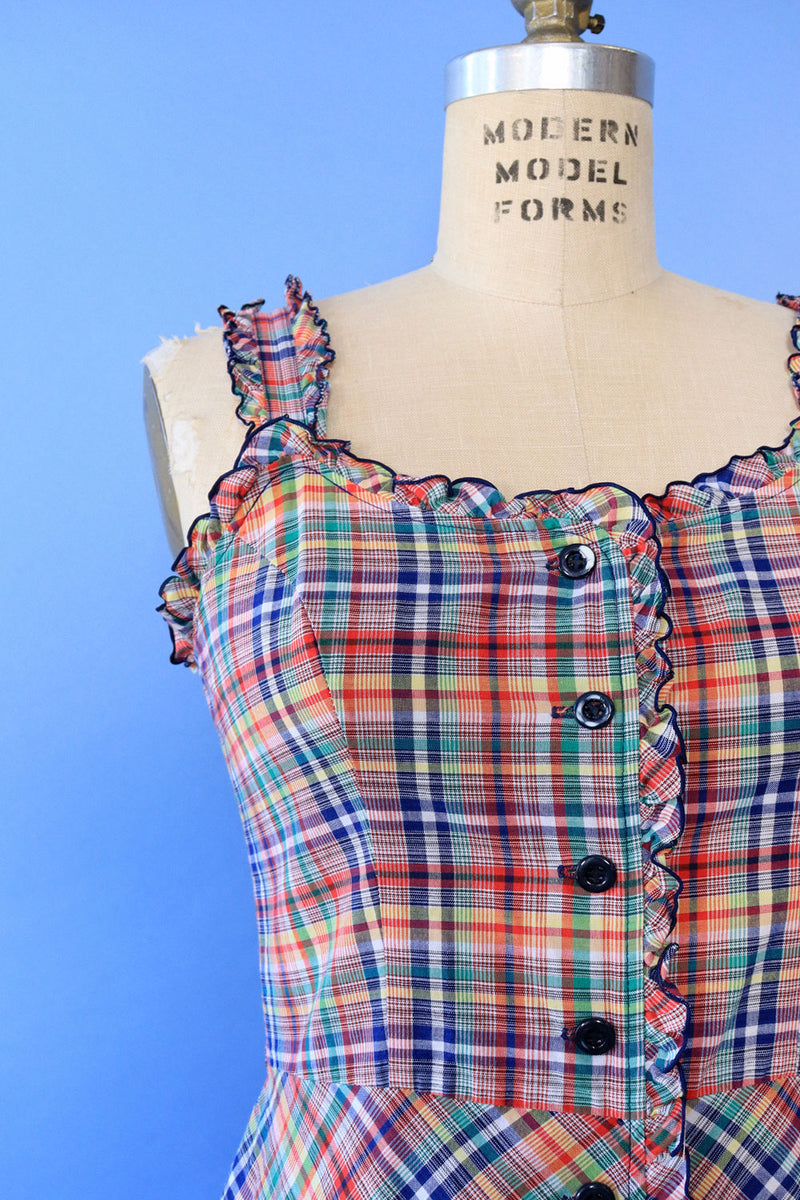 Madras Ruffle Sundress S/M