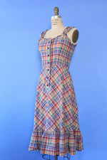 Madras Ruffle Sundress S/M