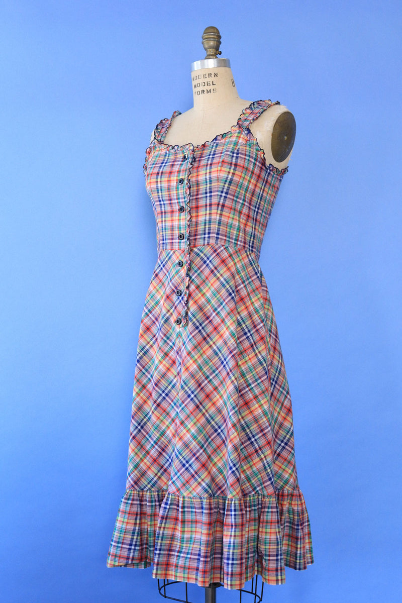 Madras Ruffle Sundress S/M