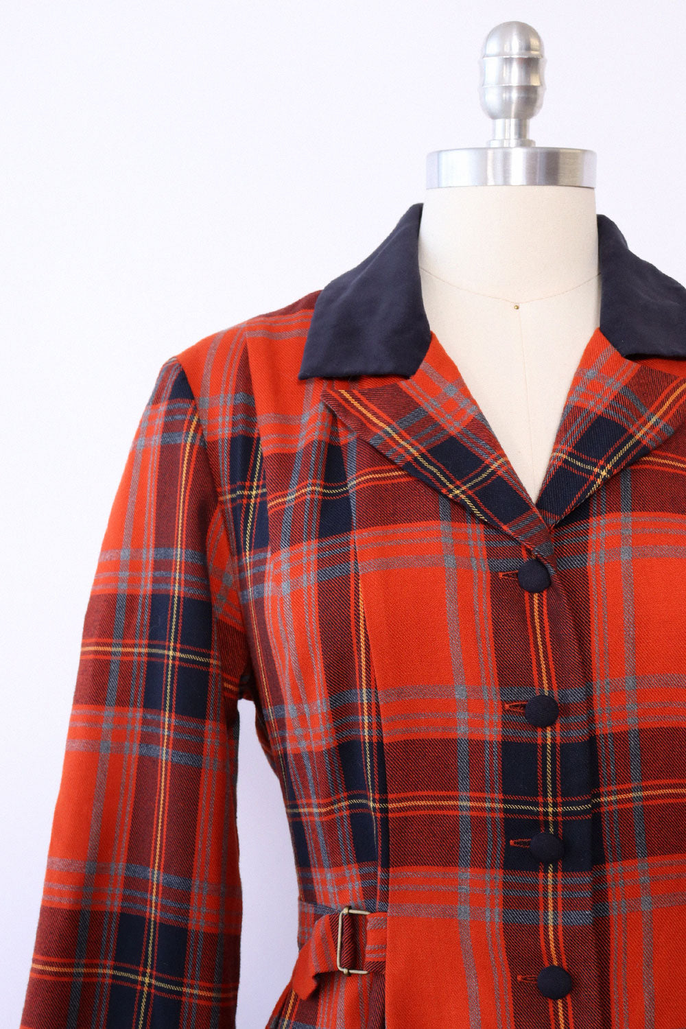 Cayenne Navy Plaid Dress Duster L
