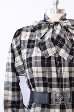 French Monochrome Check Tie Dress S