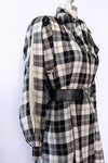 French Monochrome Check Tie Dress S