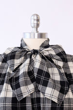 French Monochrome Check Tie Dress S