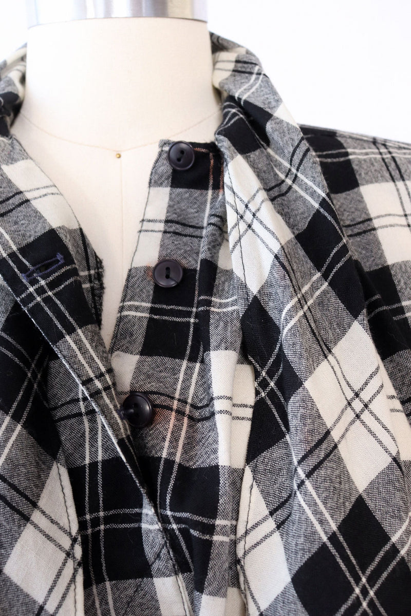 French Monochrome Check Tie Dress S