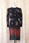 Tailleur Rayon Paisley Belted Dress S/M