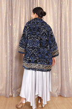 Midnight Blue Chenille Embellished Coat S/M
