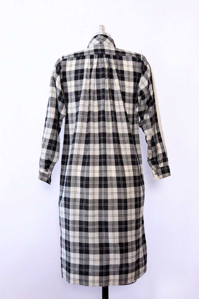 French Monochrome Check Tie Dress S