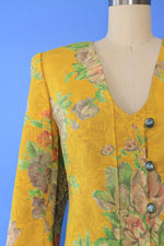 Ungaro Daffodil Brocade Mini Skirt Suit S/M