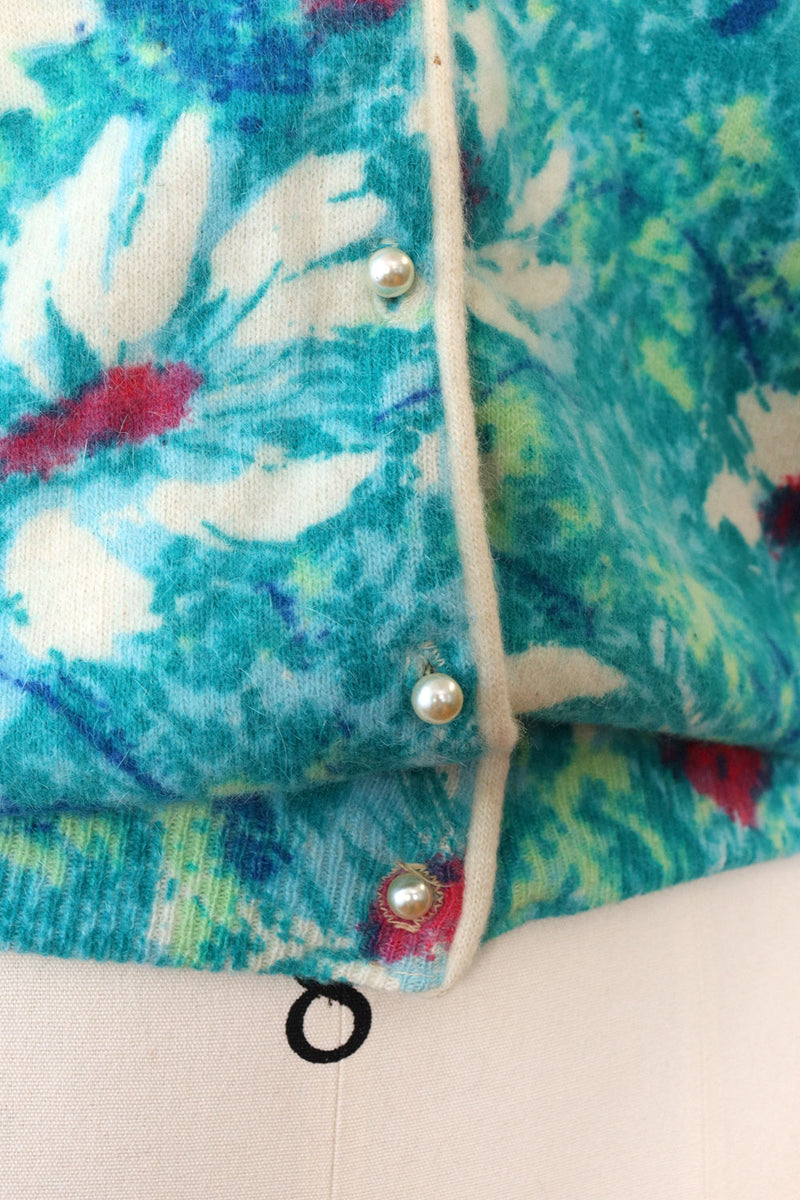 Darlene Angora Floral Cardigan M