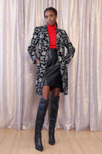 Monochrome Floral Longline Jacket S/M
