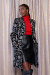 Monochrome Floral Longline Jacket S/M